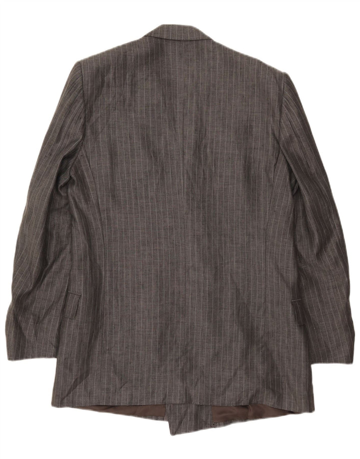 Vintage Mens Double Breasted Blazer Jacket IT 50 Large Grey Pinstripe
