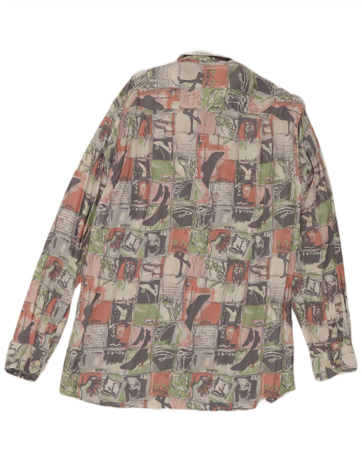 Olymp Mens Graphic Shirt Size 38 Medium Multicoloured Patchwork Viscose