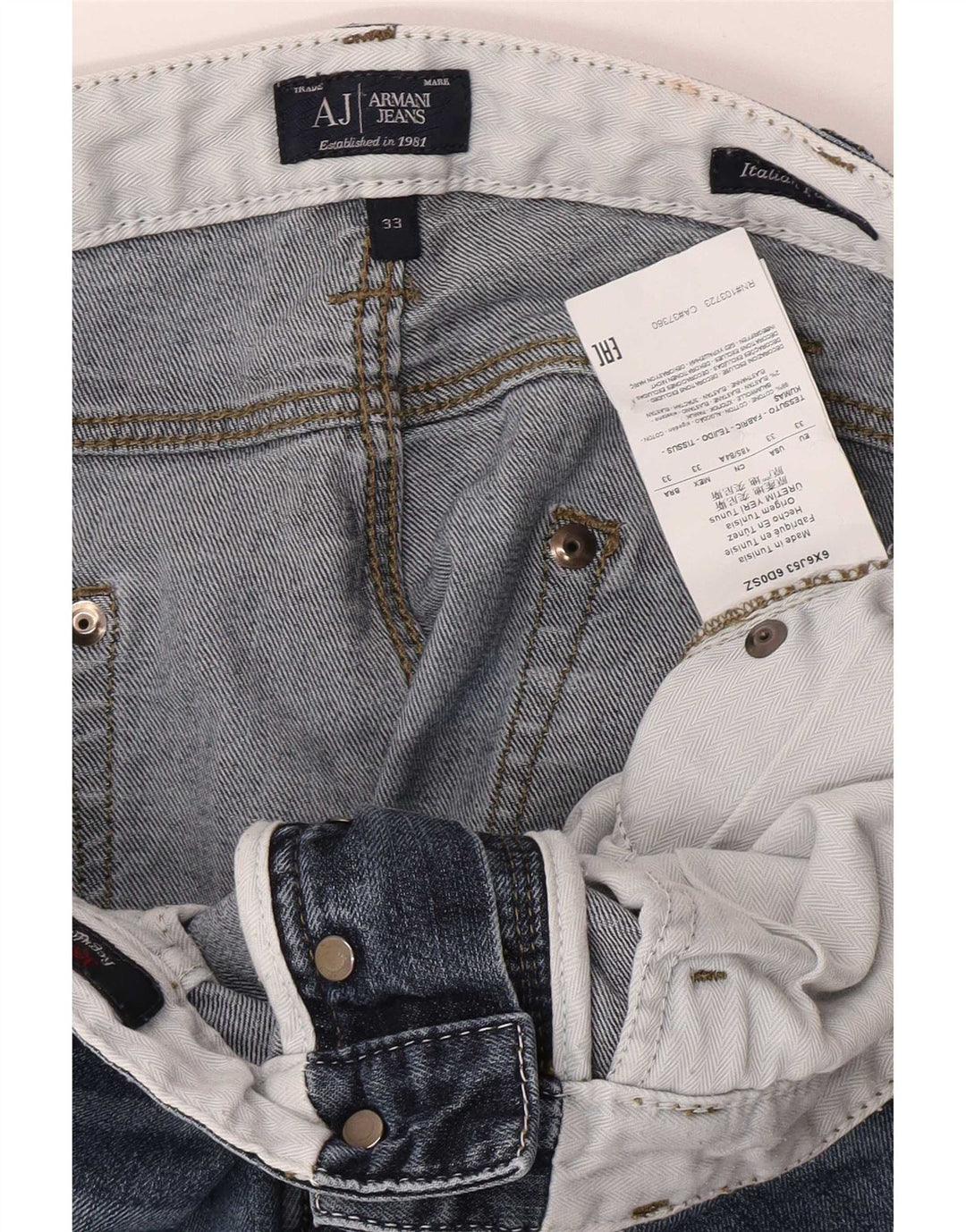 Armani Womens Slim Jeans W33 L31 Blue Cotton