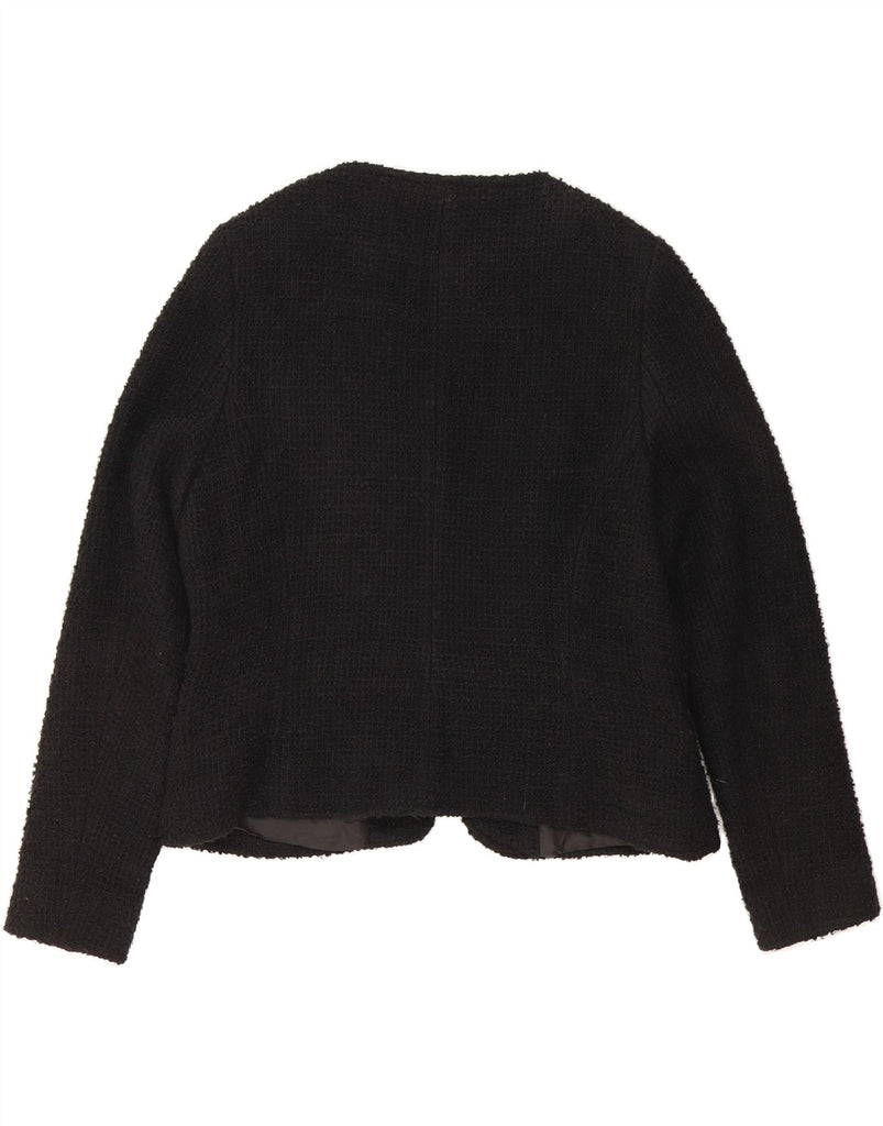 JAEGER Womens Blazer Jacket UK 14 Medium Black Acrylic Vintage Jaeger and Second-Hand Jaeger from Messina Hembry 