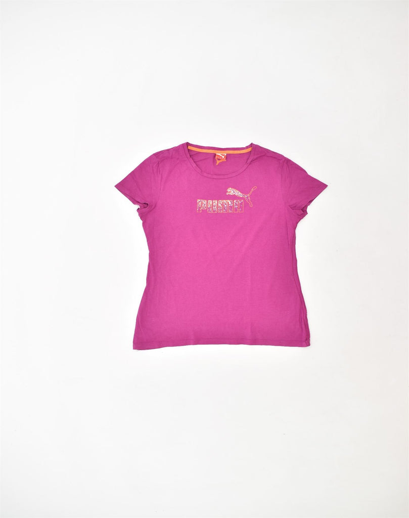 PUMA Womens Graphic T-Shirt Top UK 12 Medium Pink Cotton | Vintage | Thrift | Second-Hand | Used Clothing | Messina Hembry 