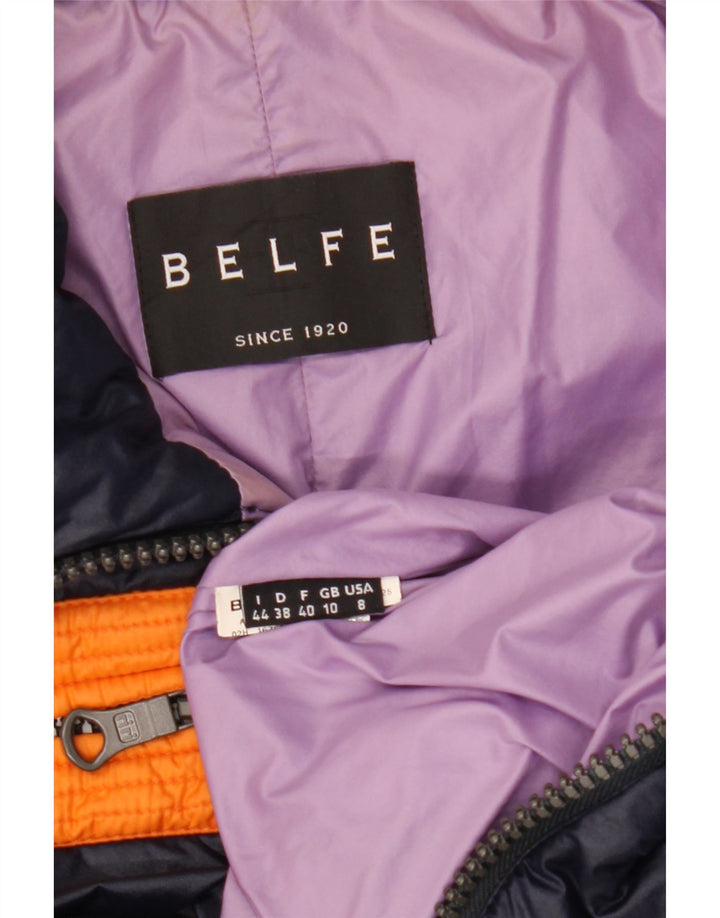 Belfe Womens Padded Jacket UK 10 Small Navy Blue Colourblock