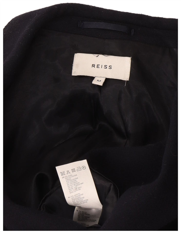 Reiss Mens Overcoat UK 38 Medium Navy Blue Wool