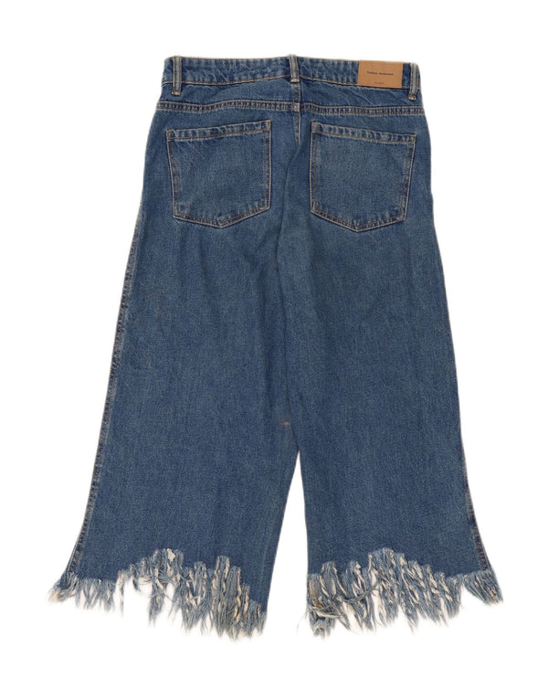 Zara Womens Wide Leg Capri Jeans EU 36 XS W26 L21 Blue Cotton
