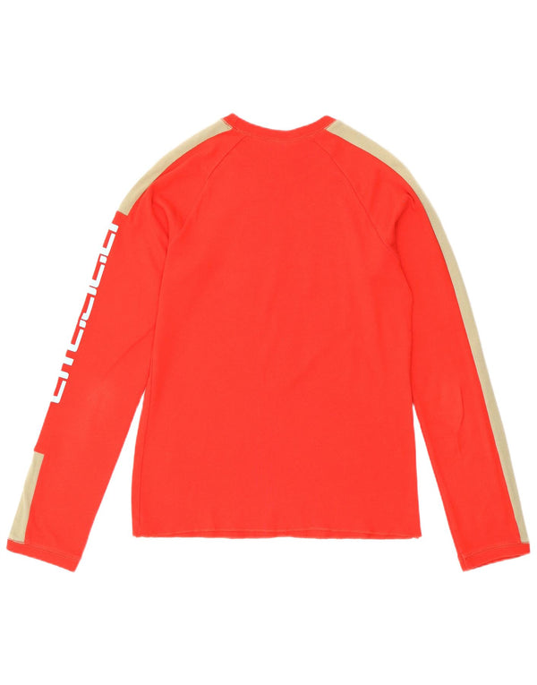 Diesel Womens Graphic Top Long Sleeve UK 18 XL Red Colourblock Cotton