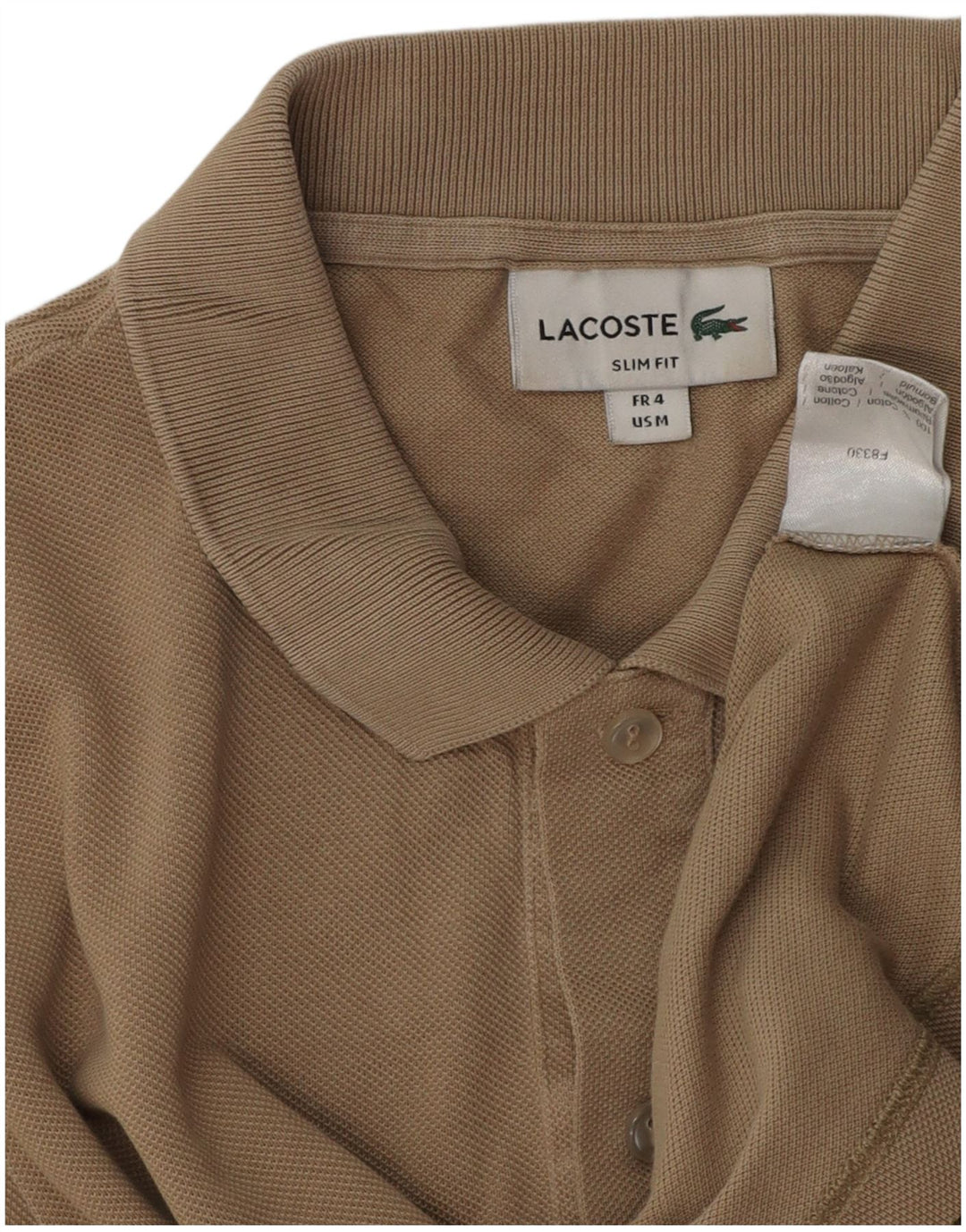 Lacoste Mens Slim Fit Polo Shirt Size 4 Medium Brown Cotton