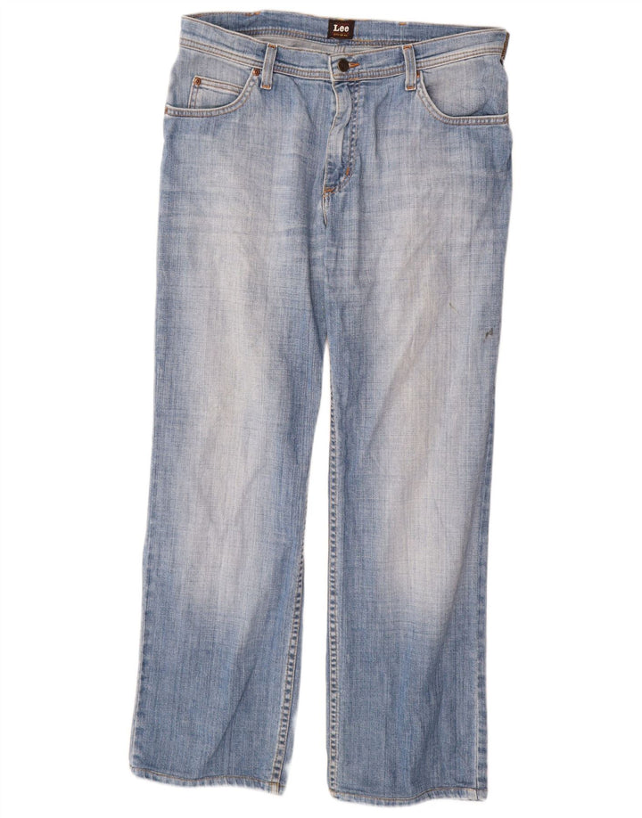 Lee Mens Brooklyn Straight Jeans W34 L34 Blue Cotton