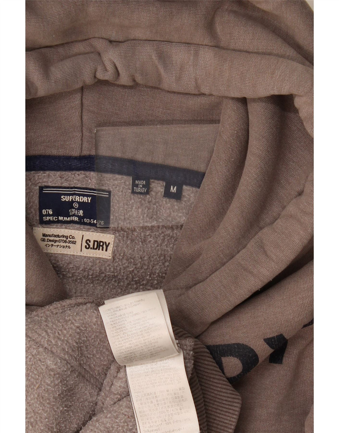 Superdry Mens Graphic Hoodie Jumper Medium Grey Cotton