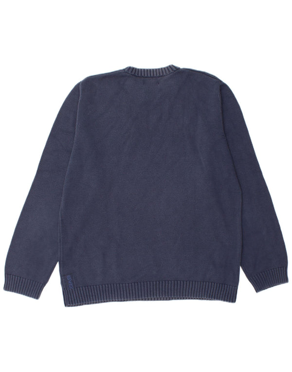 Gas Mens Crew Neck Jumper Sweater Large Navy Blue Cotton