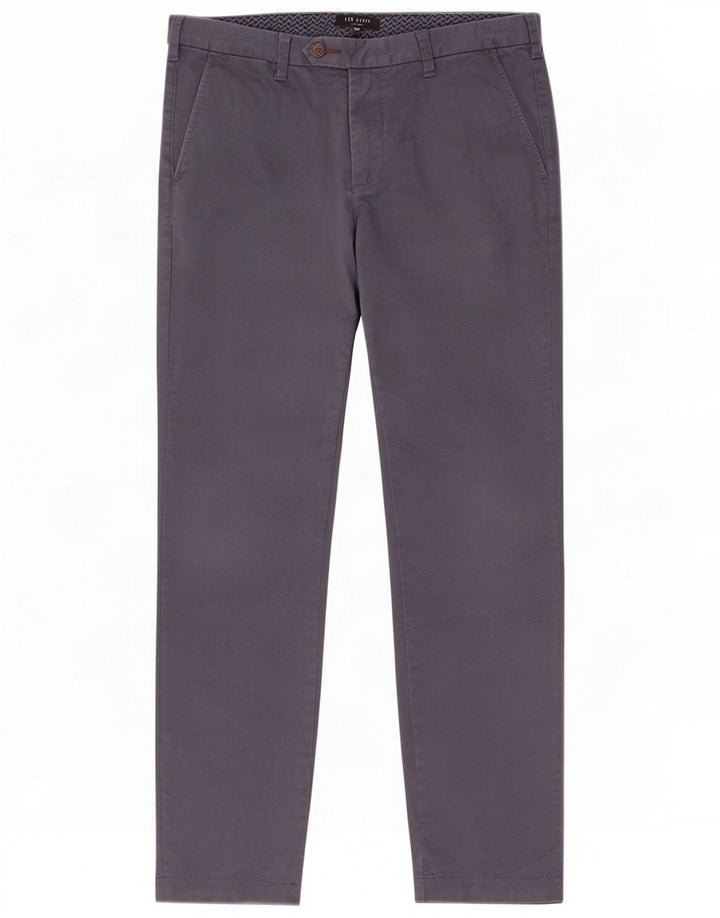 Ted Baker Mens Regular Chino Trousers W32 L32 Grey Cotton