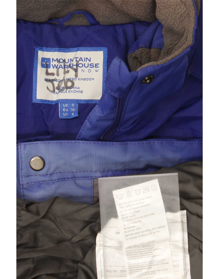 Mountain Warehouse Womens Hooded Ski Jacket UK 8 Small Blue Colourblock
