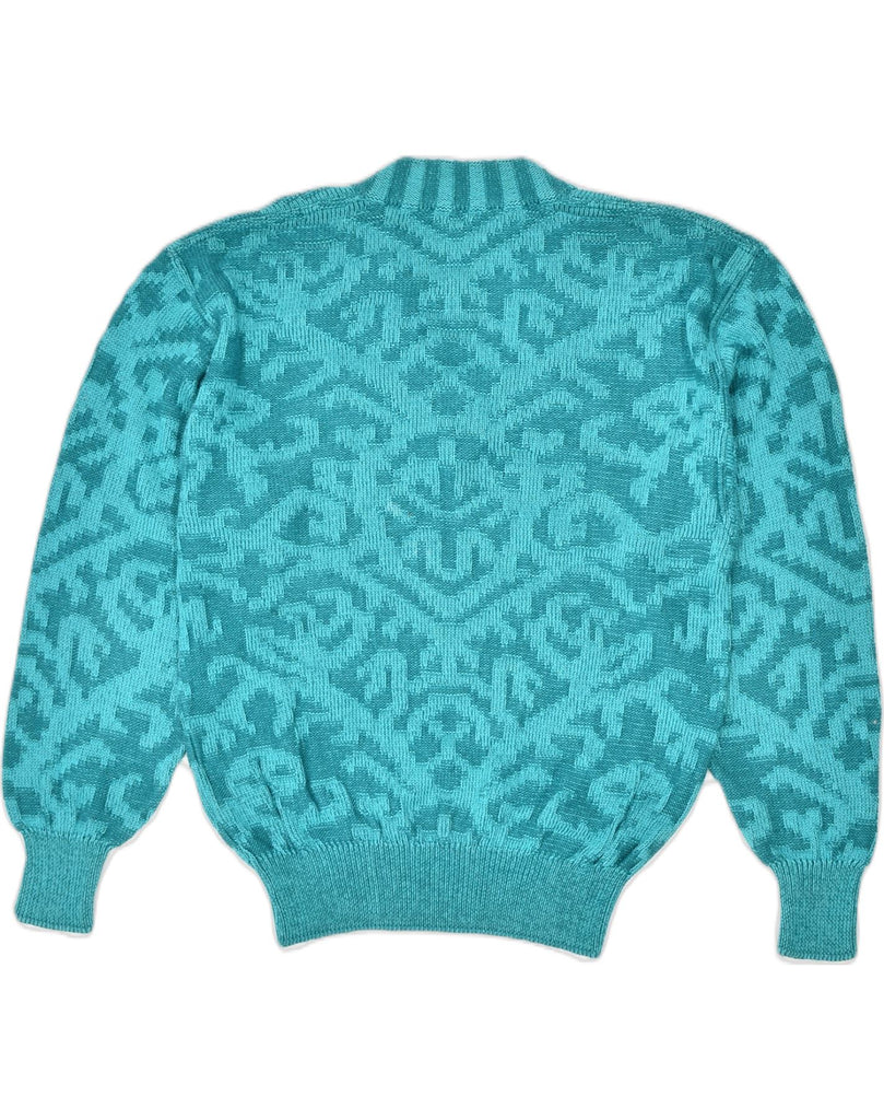 VINTAGE Womens Oversized V-Neck Jumper Sweater UK 14 Medium Turquoise | Vintage | Thrift | Second-Hand | Used Clothing | Messina Hembry 