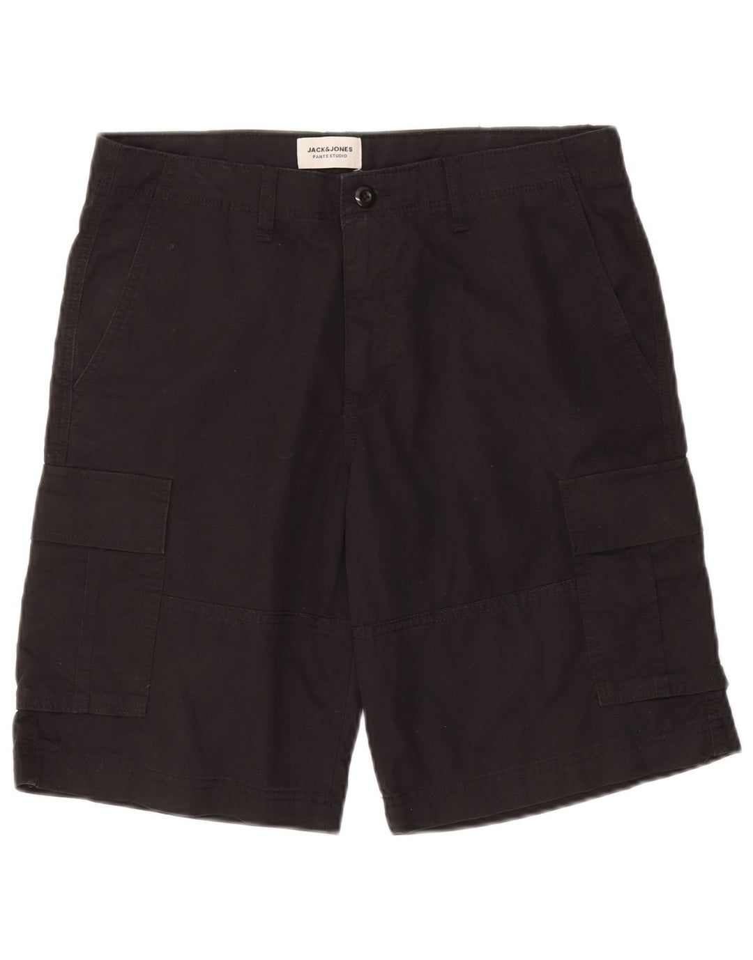 Jack & Jones Mens Cargo Shorts Medium W32  Black Cotton