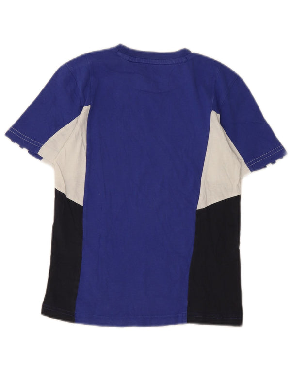 Adidas Boys T-Shirt Top 7-8 Years Blue Colourblock Cotton