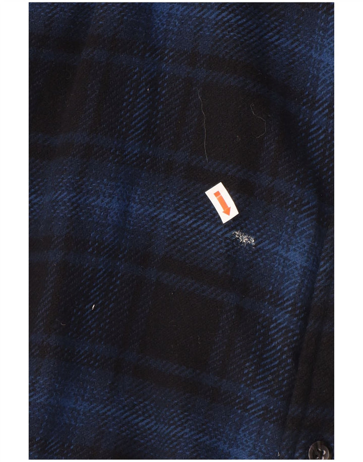 Orvis Mens Flannel Shirt XL Navy Blue Check Cotton