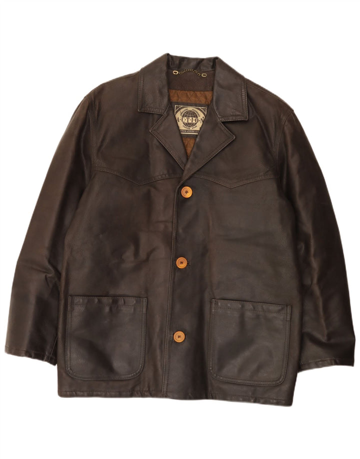 Vintage Mens Leather Jacket IT 50 Large Brown Leather