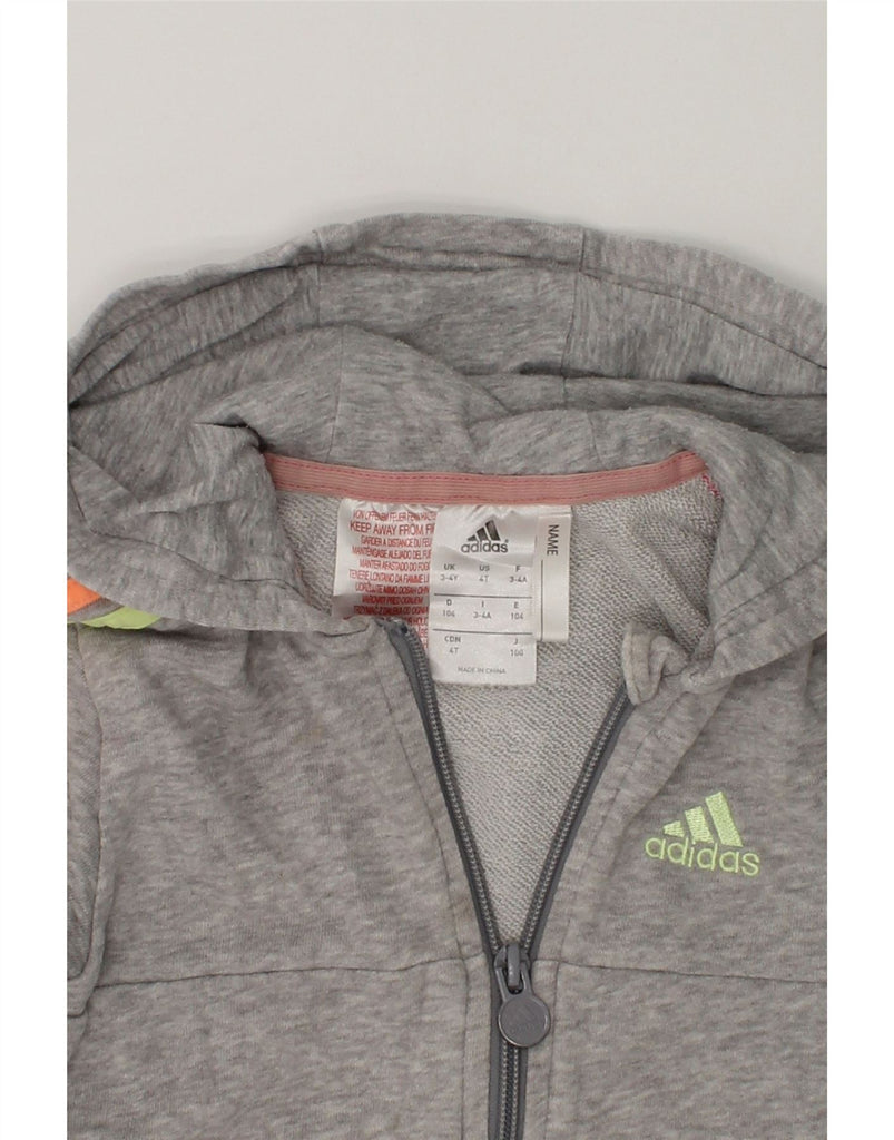 ADIDAS Girls Graphic Zip Hoodie Sweater 3-4 Years Grey | Vintage Adidas | Thrift | Second-Hand Adidas | Used Clothing | Messina Hembry 