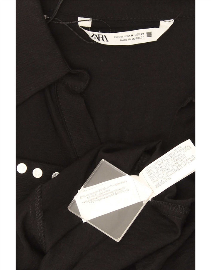 Zara Womens Shirt Dress UK 12 Medium Black Viscose
