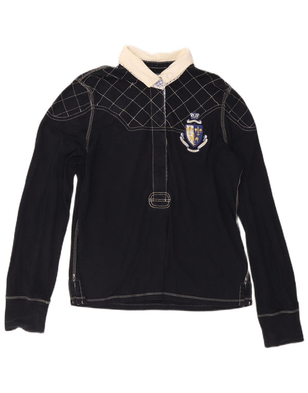 Ralph Lauren Womens Long Sleeve Rugby Polo Shirt UK 18 XL Navy Blue Cotton