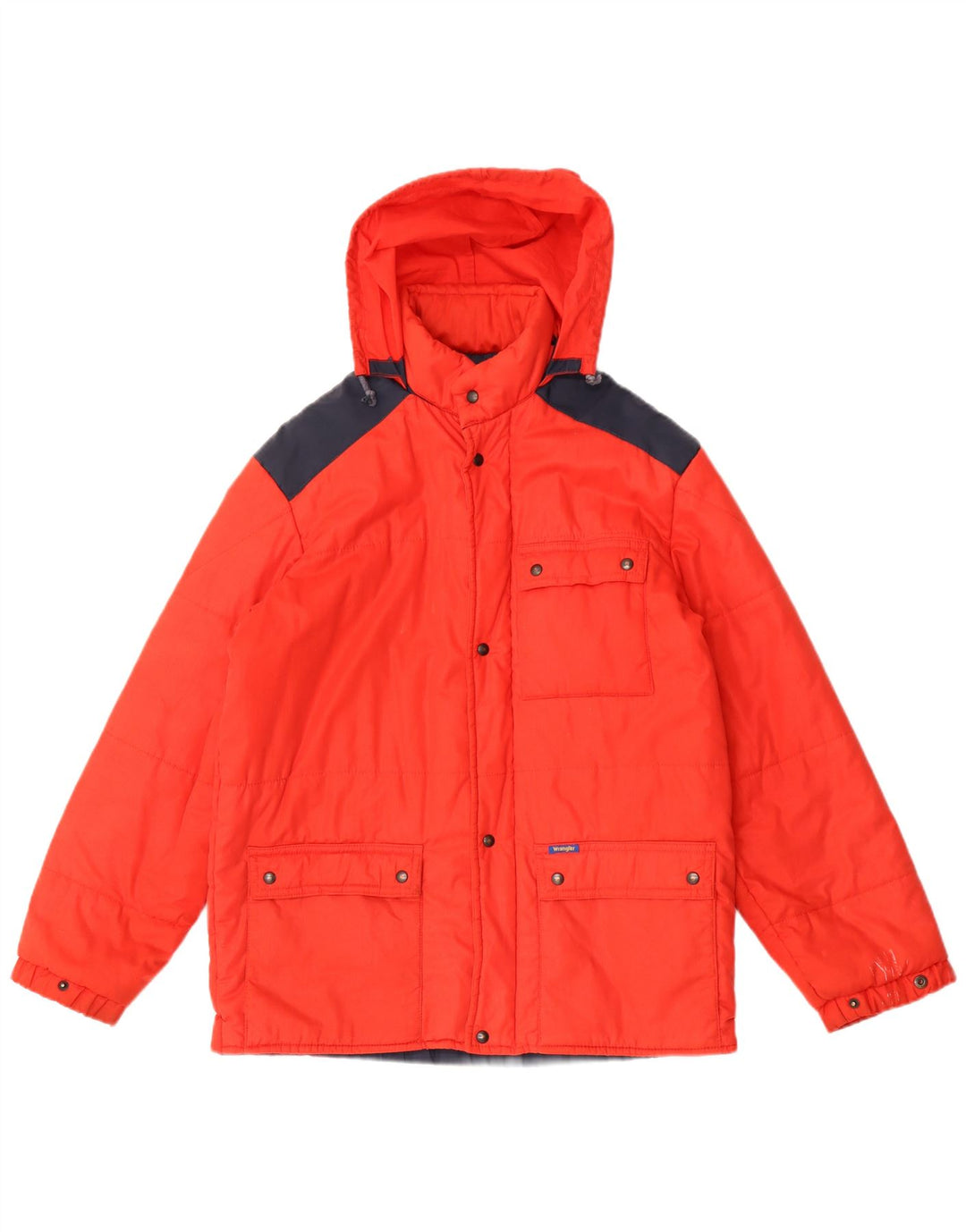 Wrangler Womens Hooded Padded Jacket UK 20 2XL Red Colourblock