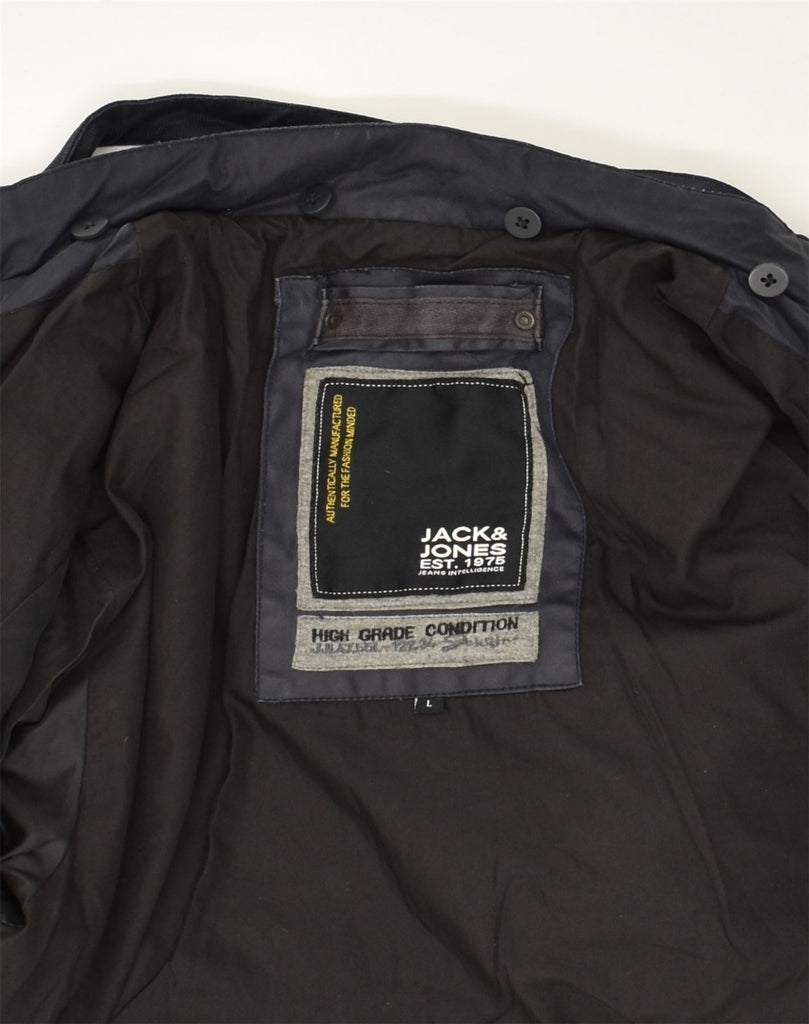 JACK & JONES Mens Military Jacket UK 40 Large Navy Blue Cotton | Vintage Jack & Jones | Thrift | Second-Hand Jack & Jones | Used Clothing | Messina Hembry 