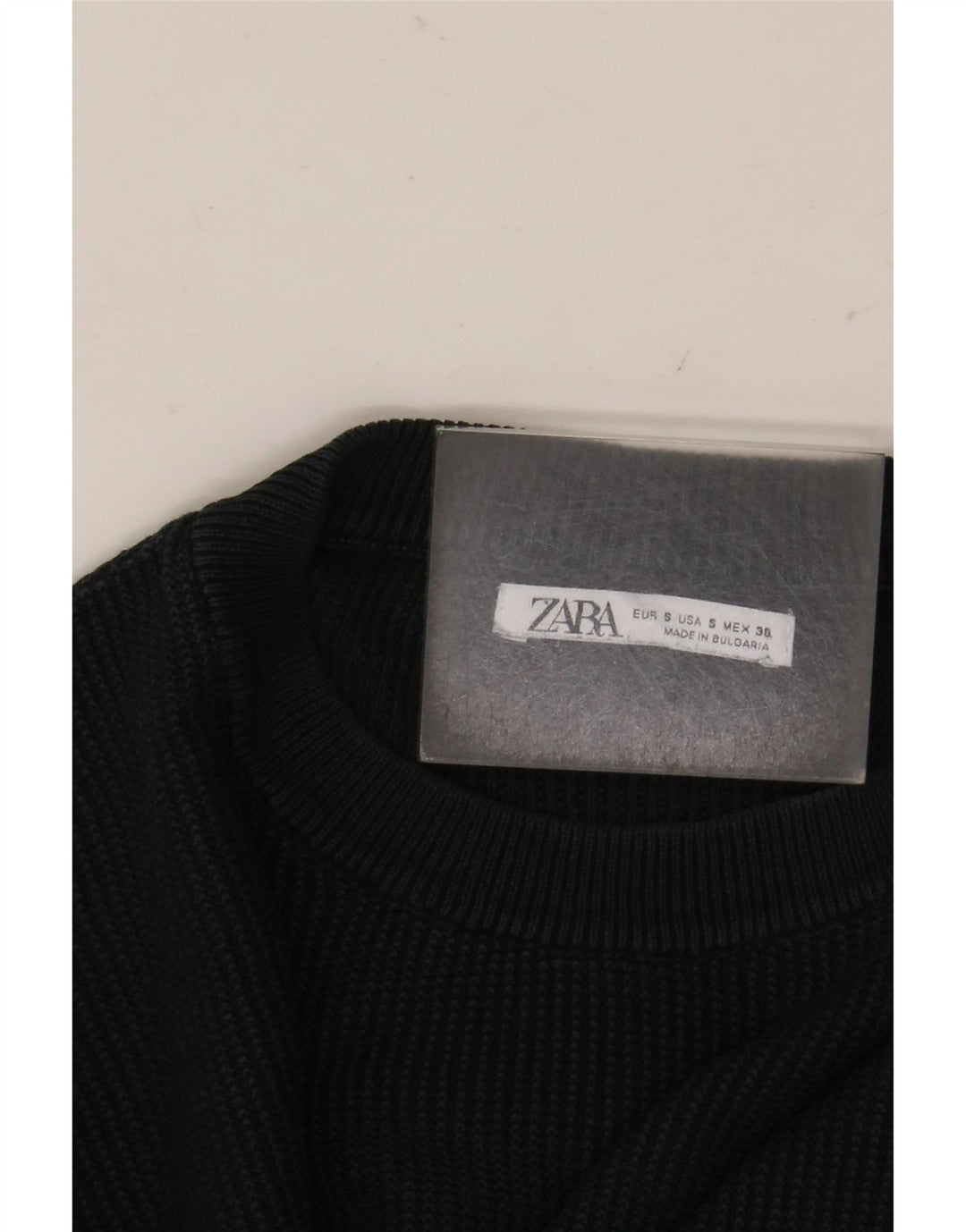 ZARA Mens Crew Neck Jumper Sweater Small Green