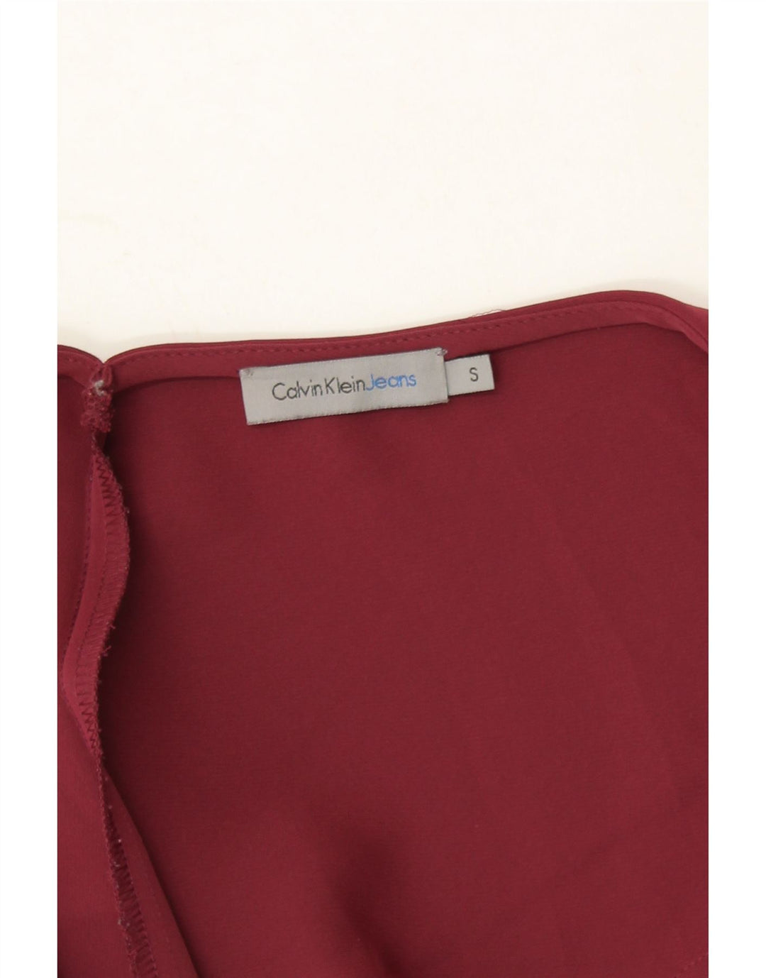 CALVIN KLEIN JEANS Womens Long Sleeve Blouse Top UK 10 Small Maroon Vintage Calvin Klein Jeans and Second-Hand Calvin Klein Jeans from Messina Hembry 