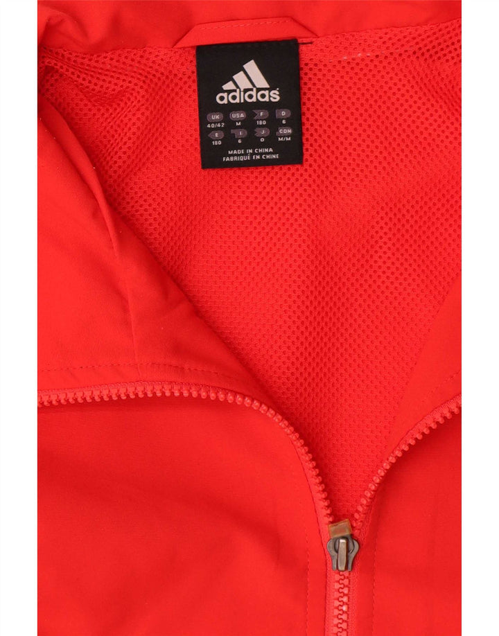 Adidas Mens Tracksuit Top Jacket UK 40/42 Medium Red Polyester