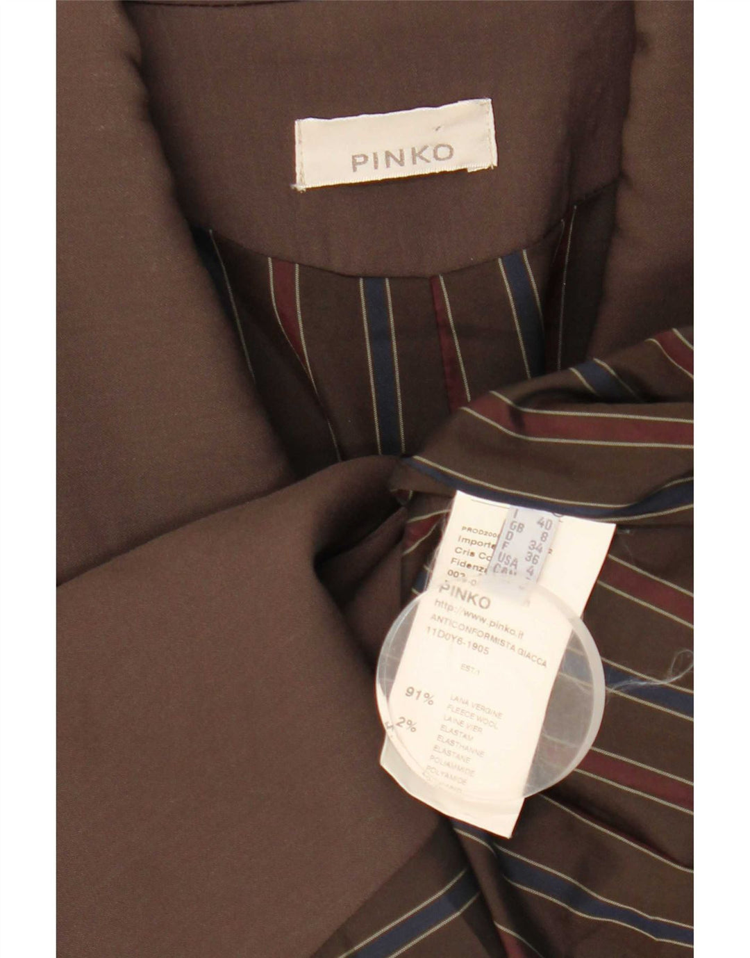 Pinko Womens 1 Button Blazer Jacket UK 8 Small Brown Wool