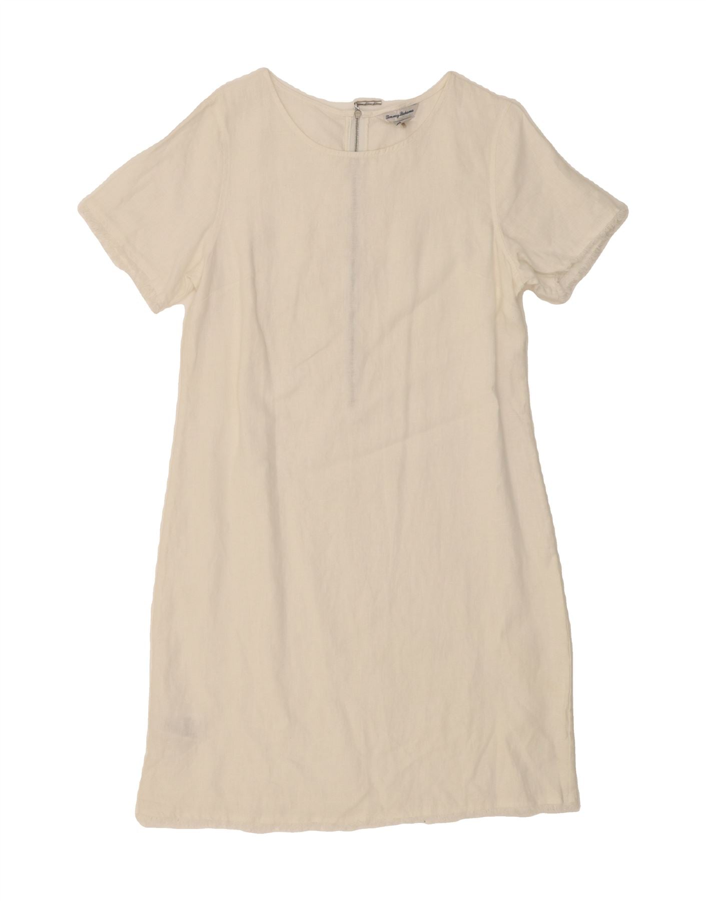 TOMMY BAHAMA Womens Basic Dress UK 10 Small White Linen Vintage