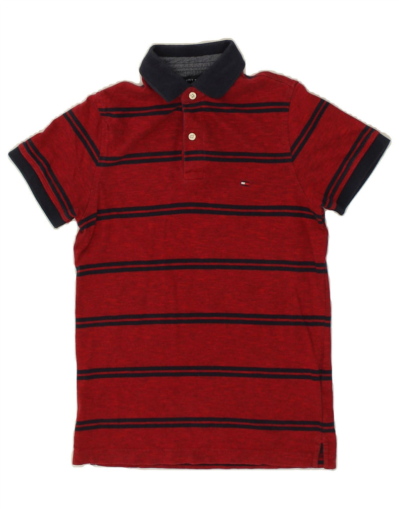 TOMMY HILFIGER Mens Tall Slim Fit Polo Shirt XS Red Striped Cotton | Vintage Tommy Hilfiger | Thrift | Second-Hand Tommy Hilfiger | Used Clothing | Messina Hembry 