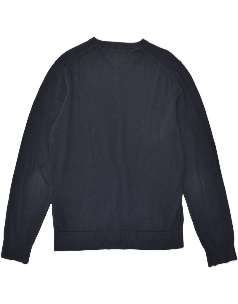 TOMMY HILFIGER Mens V-Neck Jumper Sweater Medium Navy Blue | Vintage Tommy Hilfiger | Thrift | Second-Hand Tommy Hilfiger | Used Clothing | Messina Hembry 