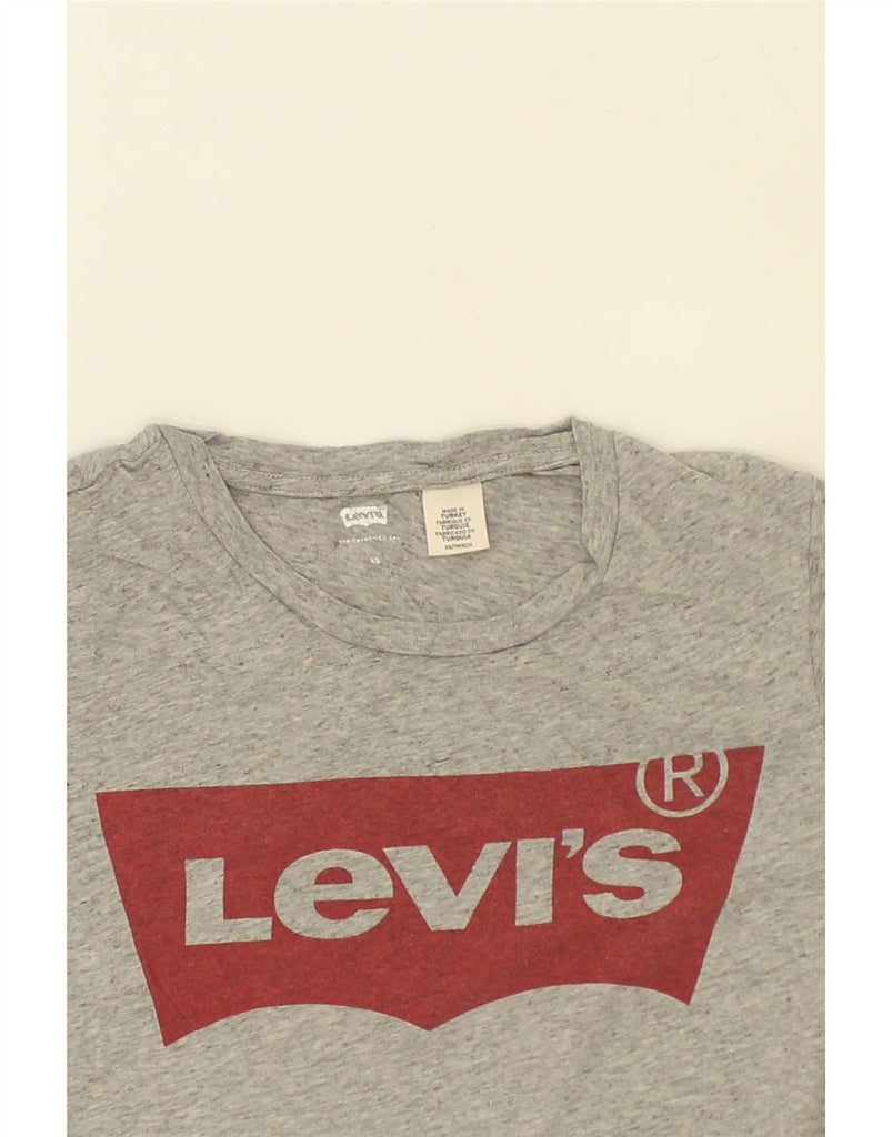 LEVI'S Womens Graphic T-Shirt Top UK 6 XS Grey Cotton | Vintage Levi's | Thrift | Second-Hand Levi's | Used Clothing | Messina Hembry 