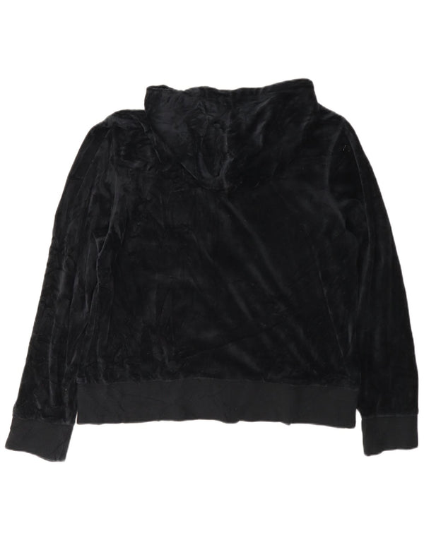 Calvin Klein Womens Velvet Zip Hoodie Sweater UK 18 XL Black Cotton
