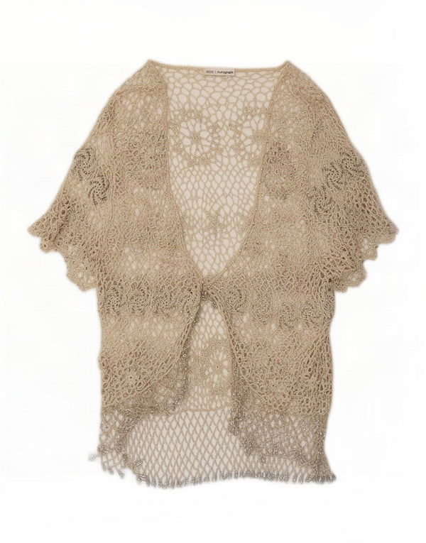 Marks & Spencer Womens Crochet Cardigan Top UK 12 Medium Beige Floral