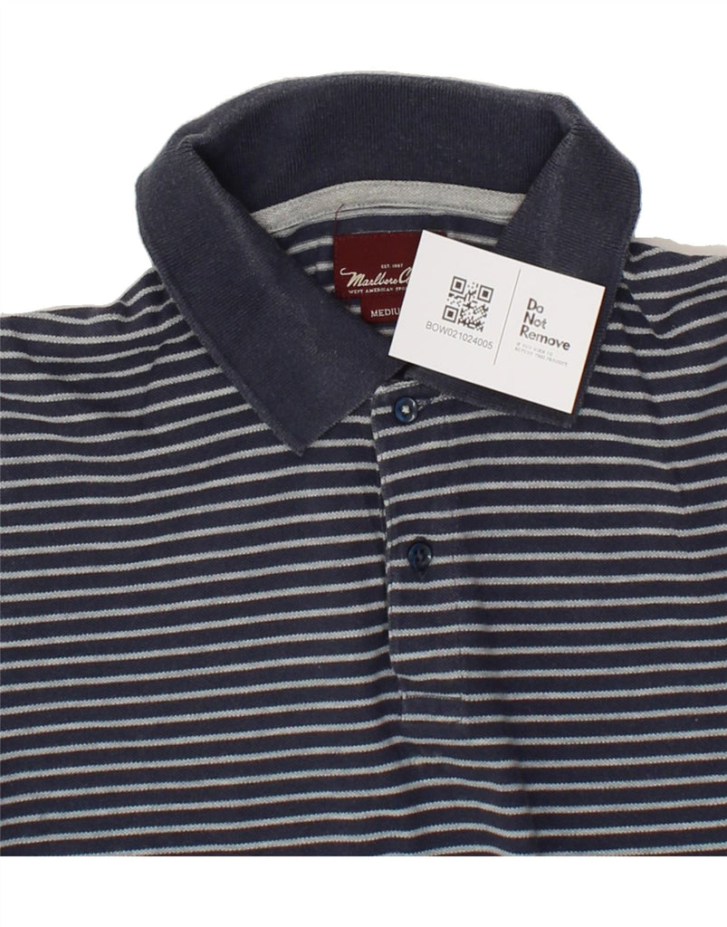 MARLBORO CLASSICS Boys Polo Shirt 13-14 Years Medium Navy Blue Striped Vintage Marlboro Classics and Second-Hand Marlboro Classics from Messina Hembry 