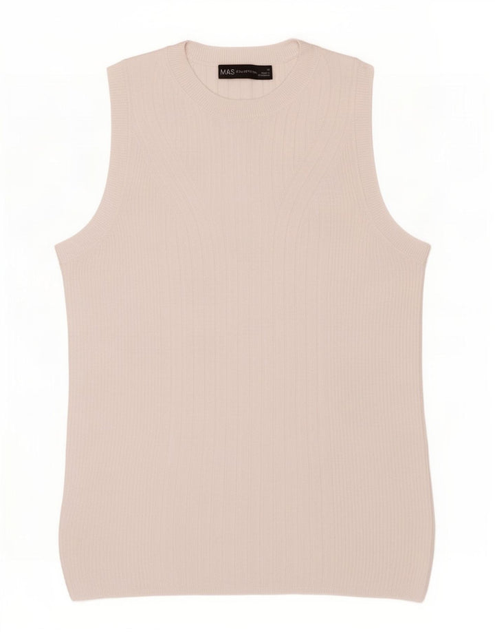 Marks & Spencer Womens Vest Top UK 12 Medium White Viscose