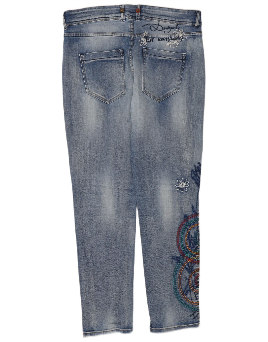 Desigual Womens Graphic Slim Jeans W32 L30 Blue Floral