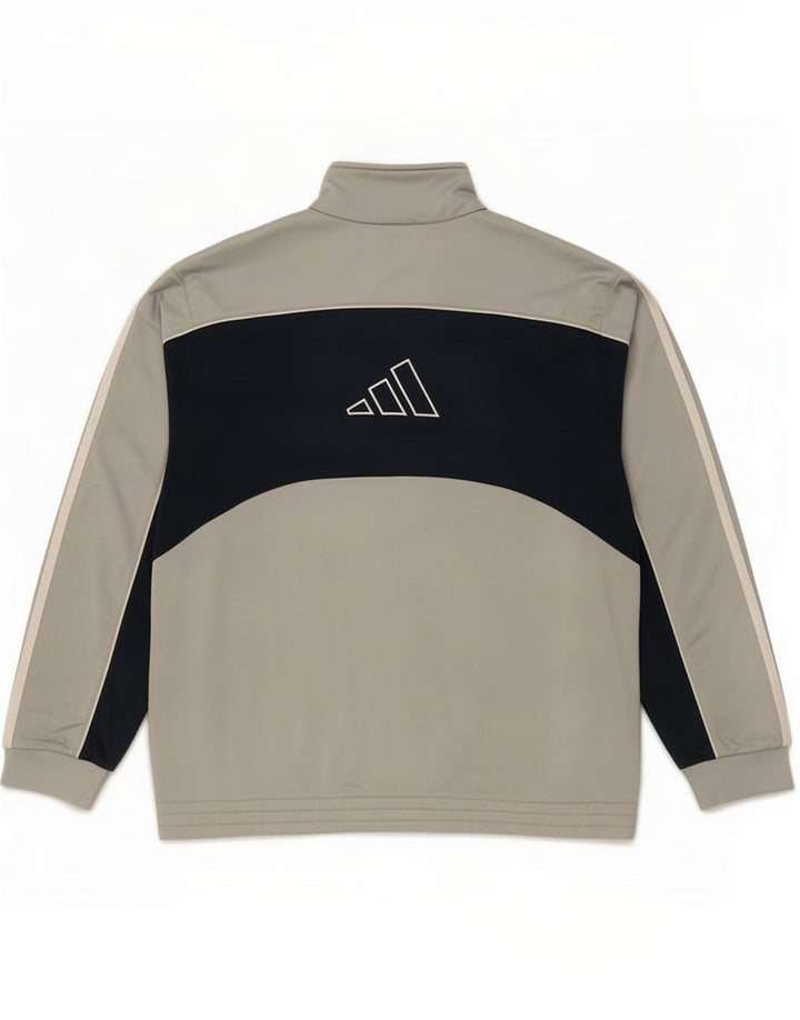 Adidas Mens Tracksuit Top Jacket UK 42/44 Large Grey Colourblock Polyester
