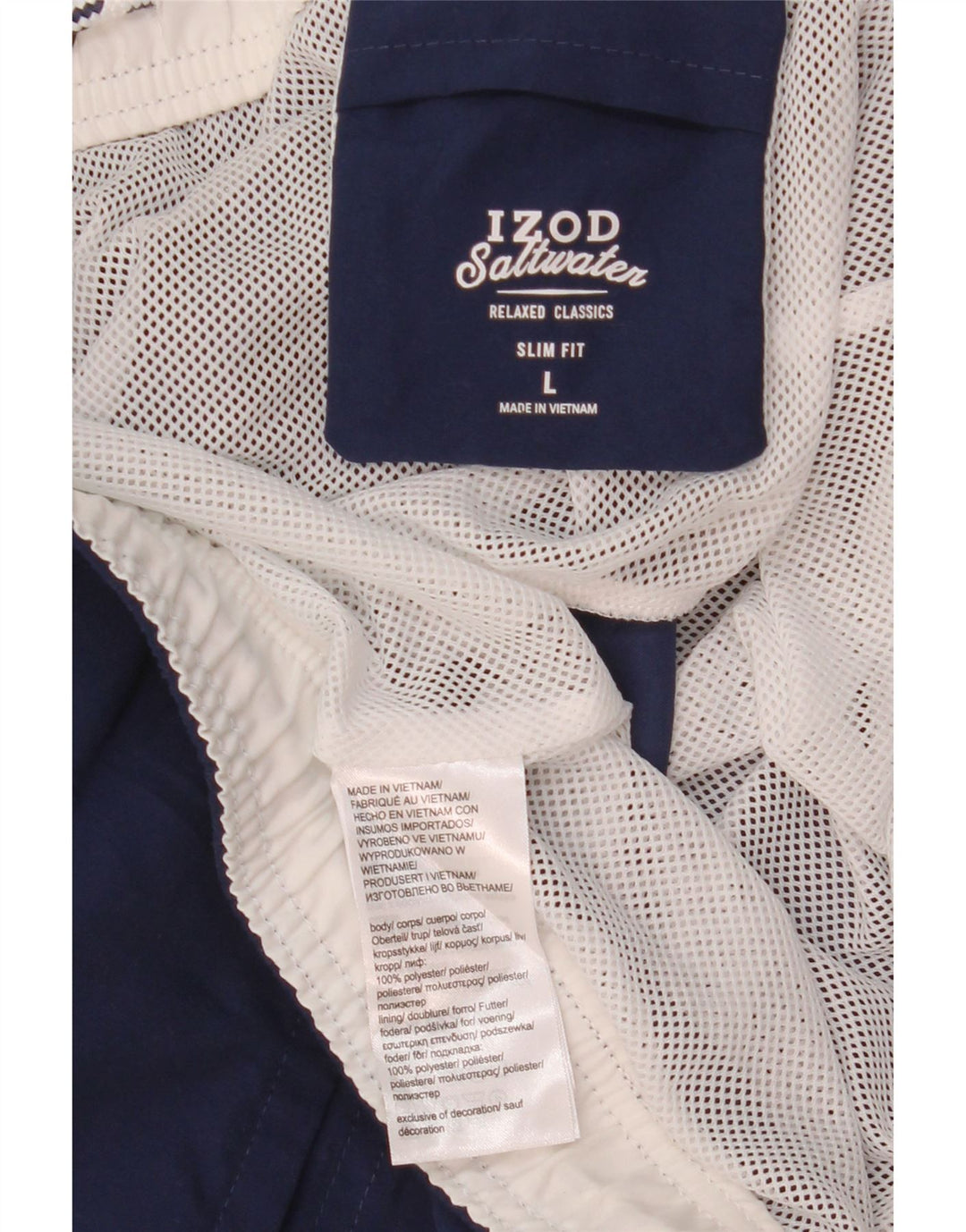 Izod Mens Slim Fit Swimming Shorts Large Navy Blue Polyester