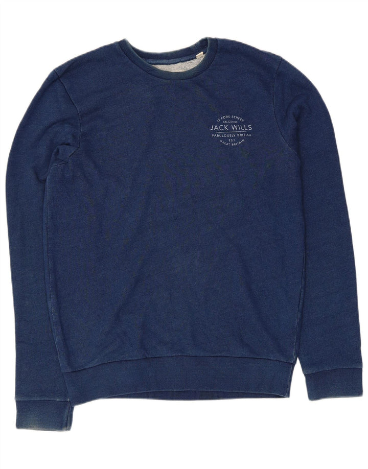 JACK WILLS Mens Sweatshirt Jumper Small Blue Cotton
