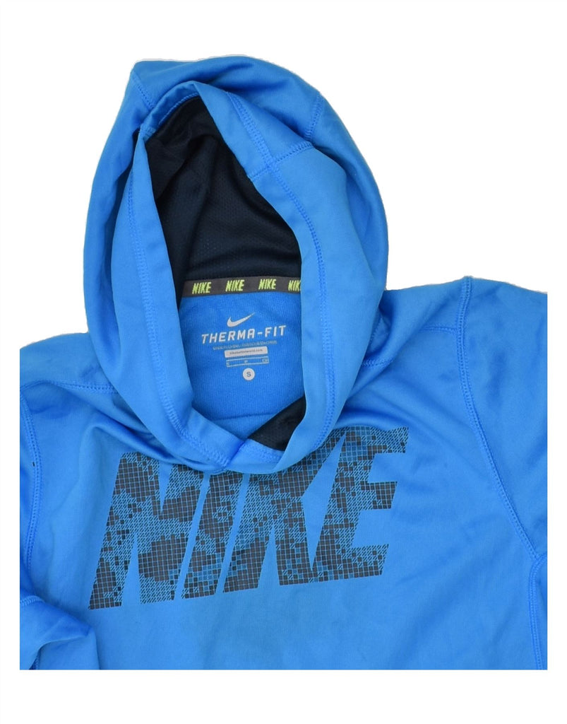 NIKE Boys Therma-Fit Graphic Hoodie Jumper 9-10 Years Small  Blue | Vintage Nike | Thrift | Second-Hand Nike | Used Clothing | Messina Hembry 