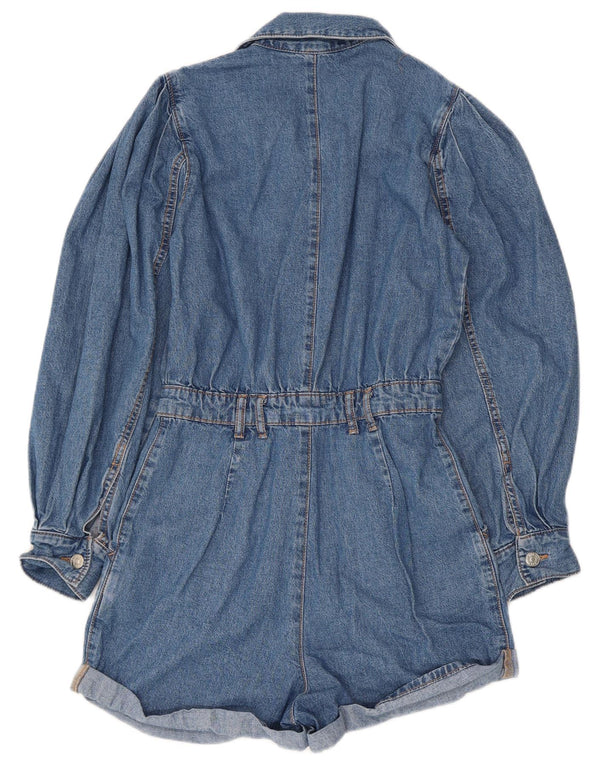 Zara Womens Denim Playsuit UK 4 XS Blue Cotton