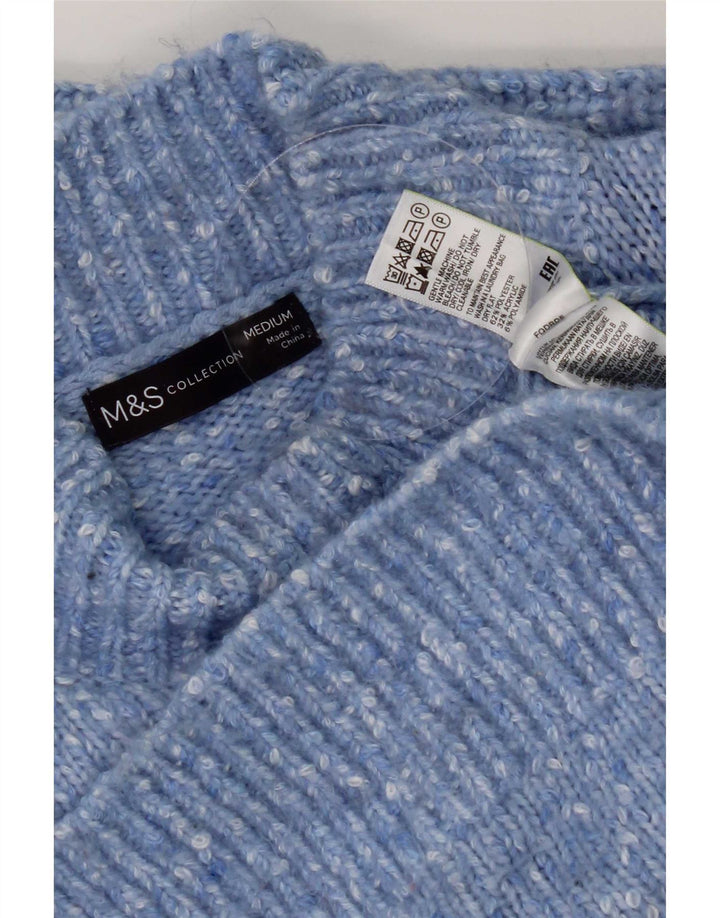 Marks & Spencer Womens Turtle Neck Jumper Sweater UK 14 Medium Blue Flecked