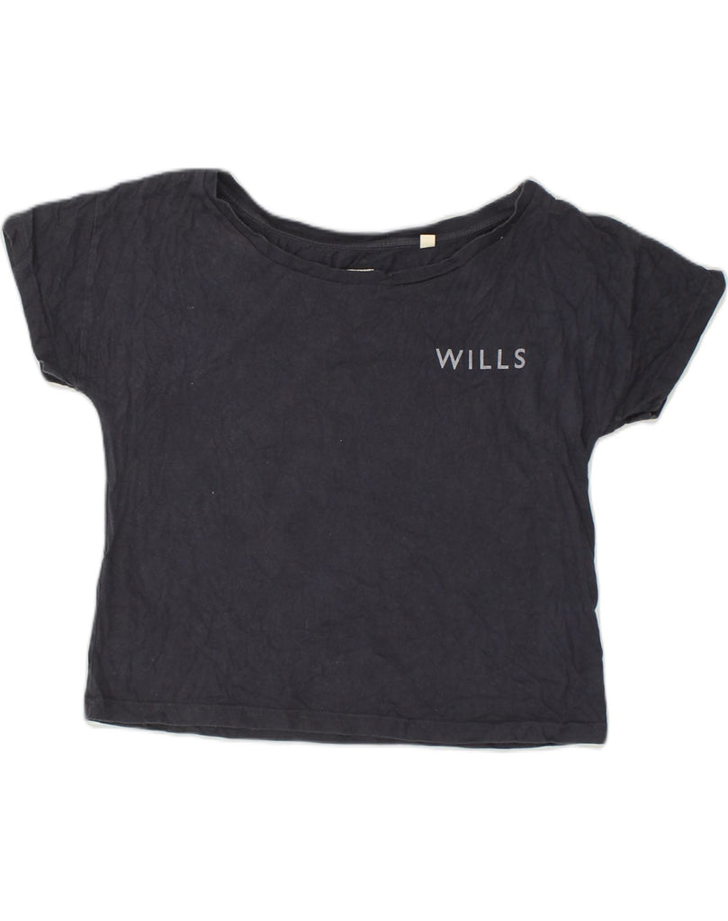 JACK WILLS Womens Crop T-Shirt Top UK 8 Small Navy Blue Cotton | Vintage Jack Wills | Thrift | Second-Hand Jack Wills | Used Clothing | Messina Hembry 