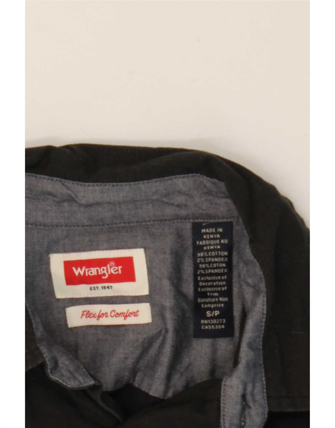 Wrangler Mens Short Sleeve Shirt Small Black Cotton