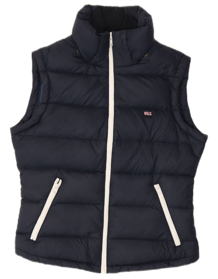 JACK WILLS Womens Oversized Padded Gilet UK 10 Small Navy Blue Nylon
