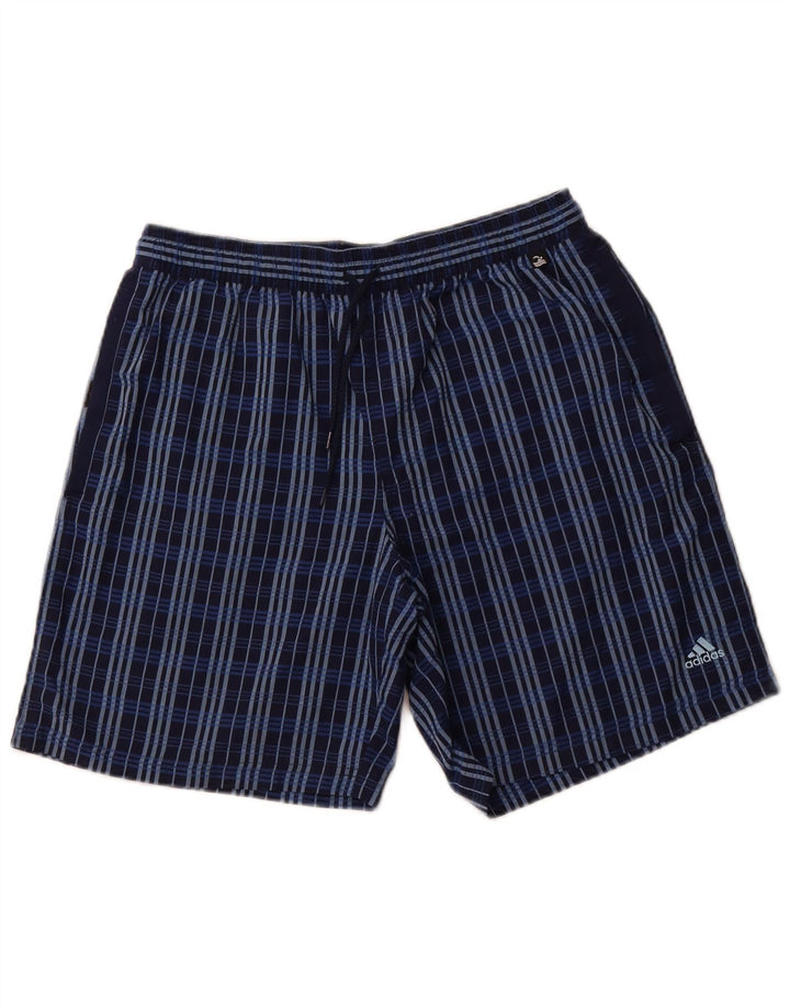 Adidas Mens Swimming Shorts Medium Navy Blue Check Polyester