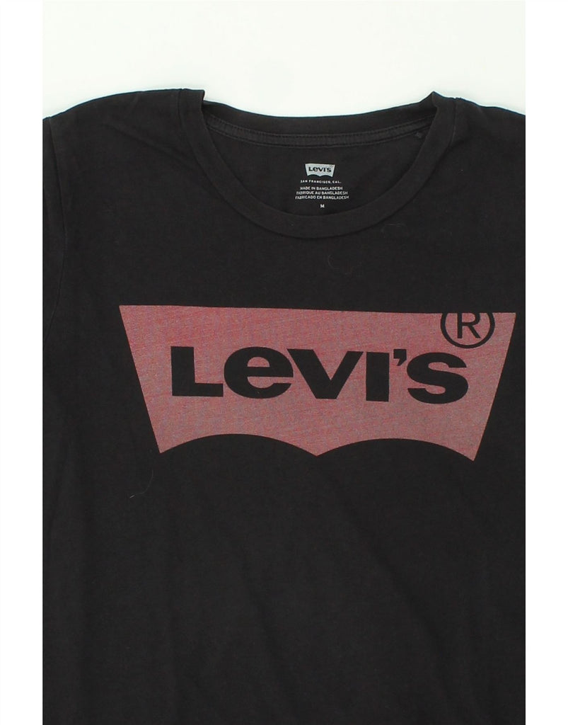 LEVI'S Womens Graphic T-Shirt Top UK 14 Medium Black Cotton | Vintage Levi's | Thrift | Second-Hand Levi's | Used Clothing | Messina Hembry 