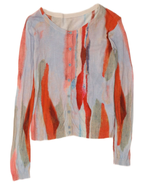 Hugo Boss Womens Abstract Pattern Cardigan Sweater UK 10 Small Multicoloure